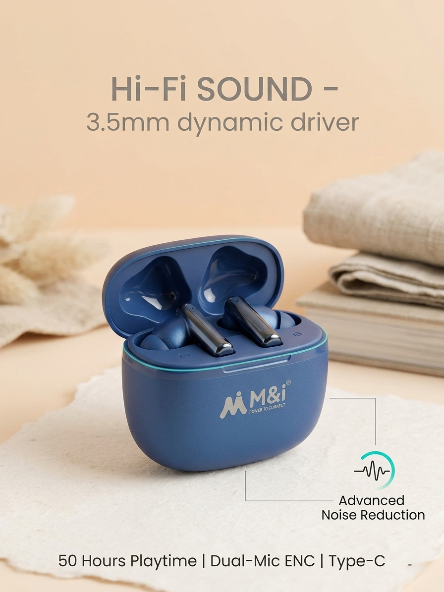 M&I Taal Series TWS-927 EarBuds - 50 Hours Playtime, ENC Noise Reduction, Bluetooth 5.4v