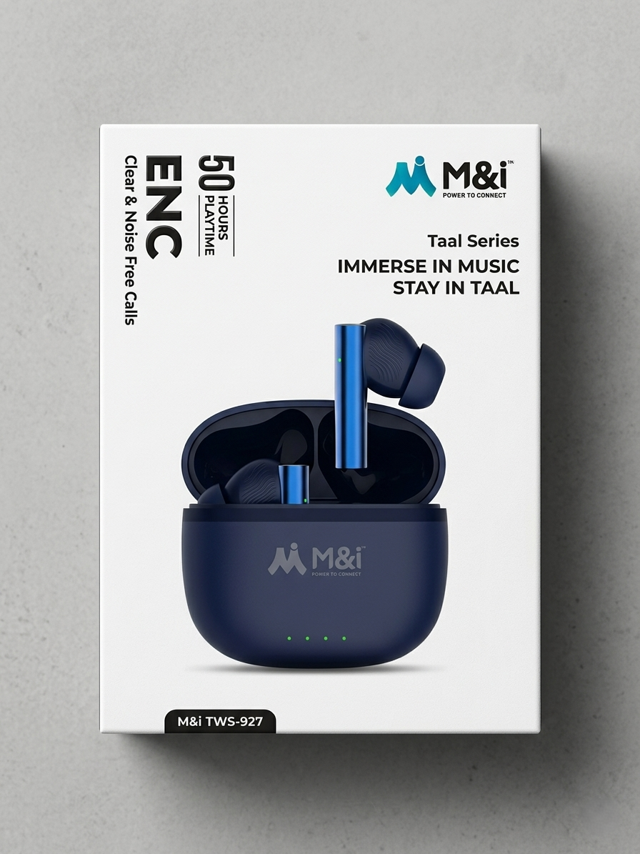 M&I Taal Series TWS-927 EarBuds - 50 Hours Playtime, ENC Noise Reduction, Bluetooth 5.4v